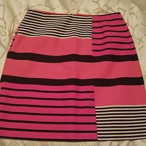 LOFT pink/black striped patchwork skirt - Size 0